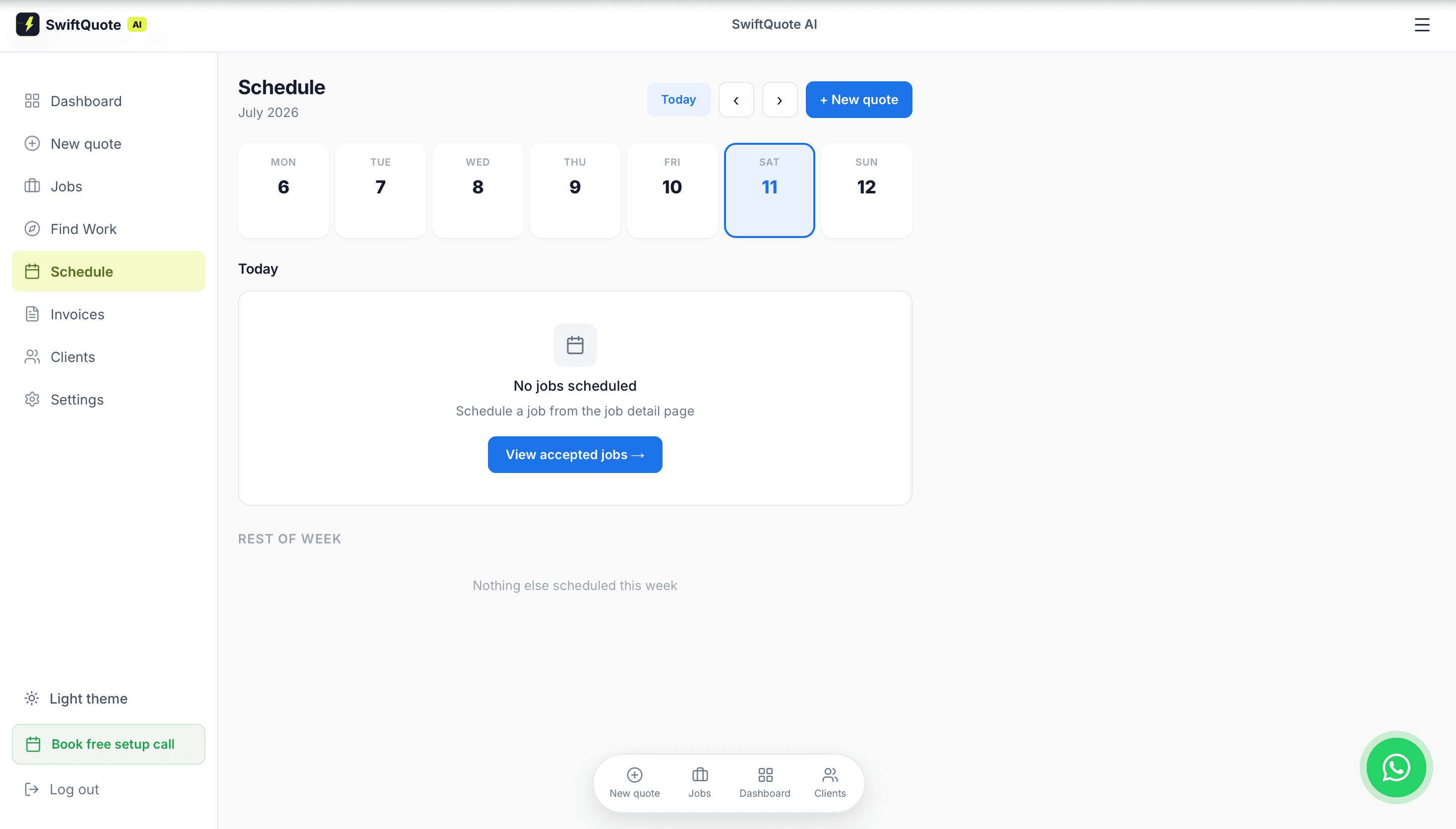 SwiftQuote AI weekly schedule view